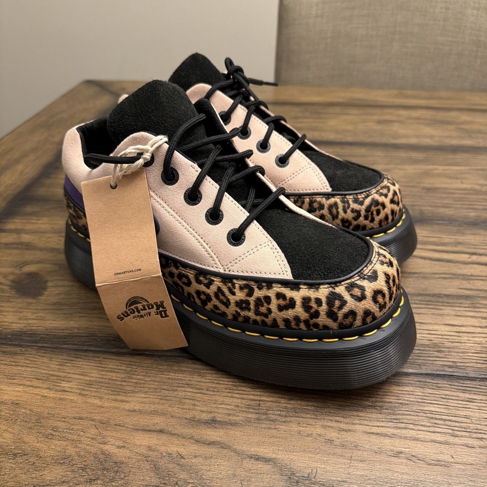 Dr. Martens Buzz 5-Eye Leopard Hair-On & Suede Shoes Women's Size 9 …B32